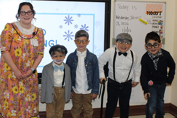 A teacher and her students dressed up as 100-year-olds to celebrate the 100th day of school